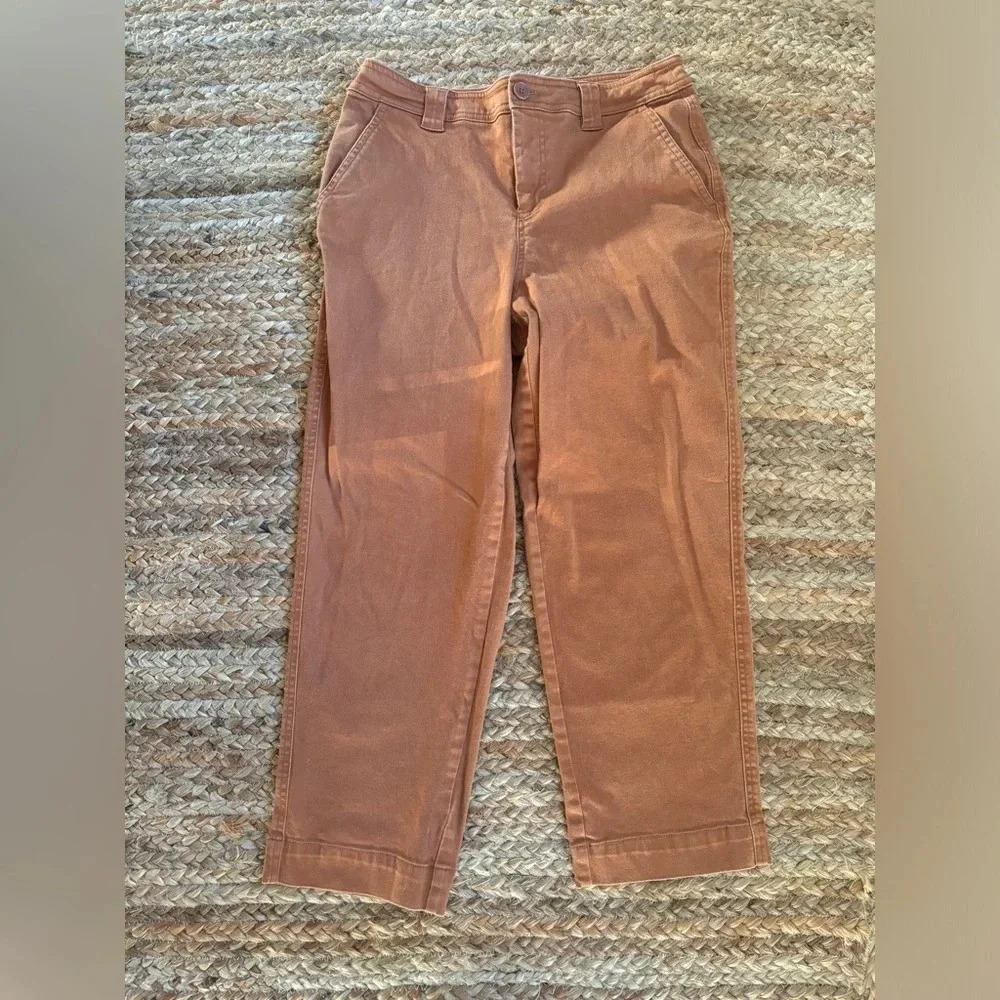 Size 8 Brown Orange High Rise Straight Ankle Chino Cotton Pants
